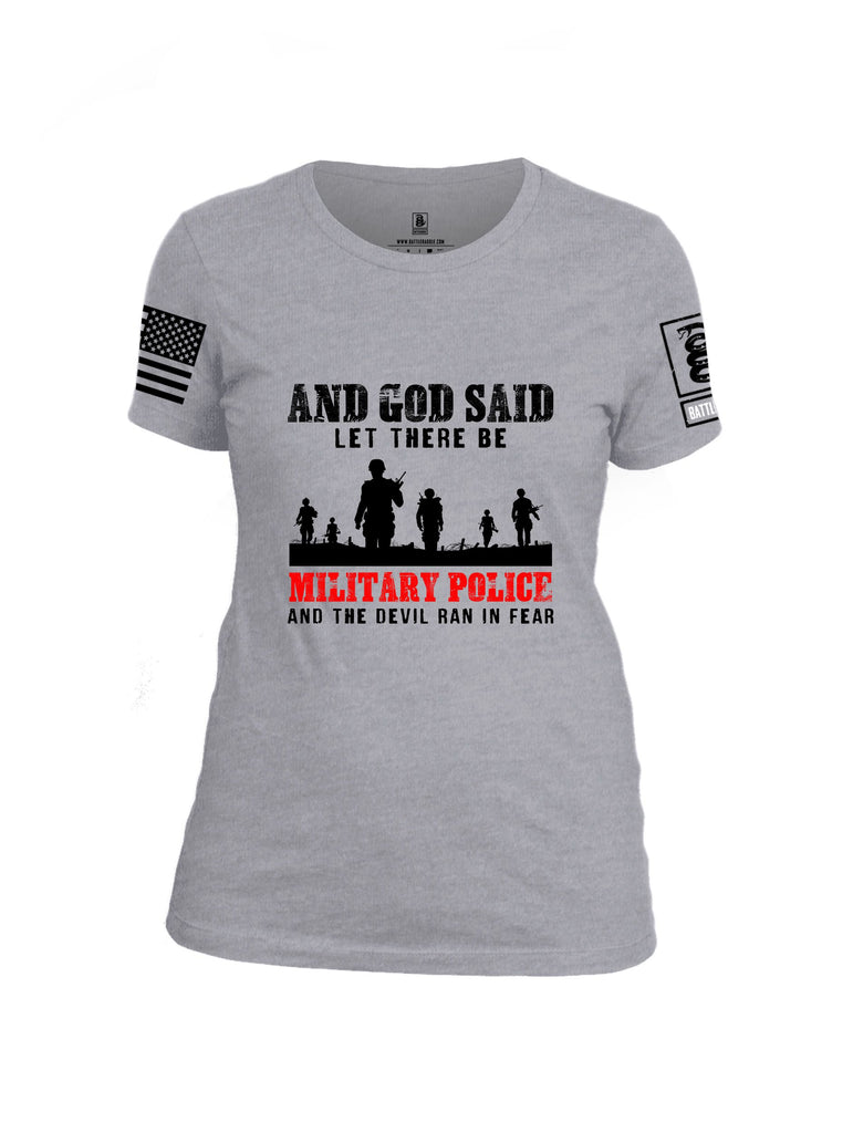 Battleraddle And God Said Let There Be Military Police  Black Sleeves Women Cotton Crew Neck T-Shirt