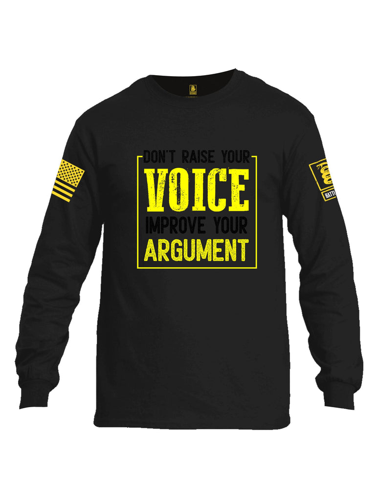 Battleraddle Don'T Raise Your Voice Yellow Sleeves Men Cotton Crew Neck Long Sleeve T Shirt