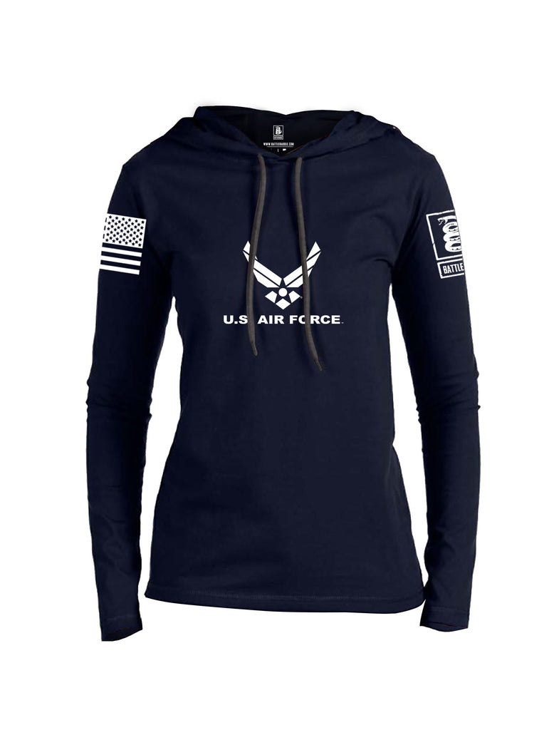 Battleraddle Us Air Force White Sleeves Women Cotton Thin Cotton Lightweight Hoodie