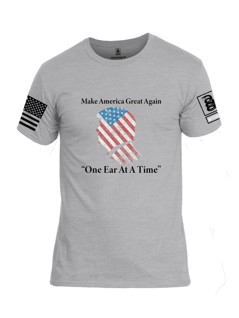 Battleraddle Make America Great Again One Ear At A Time  Black Sleeves Men Cotton Crew Neck T-Shirt