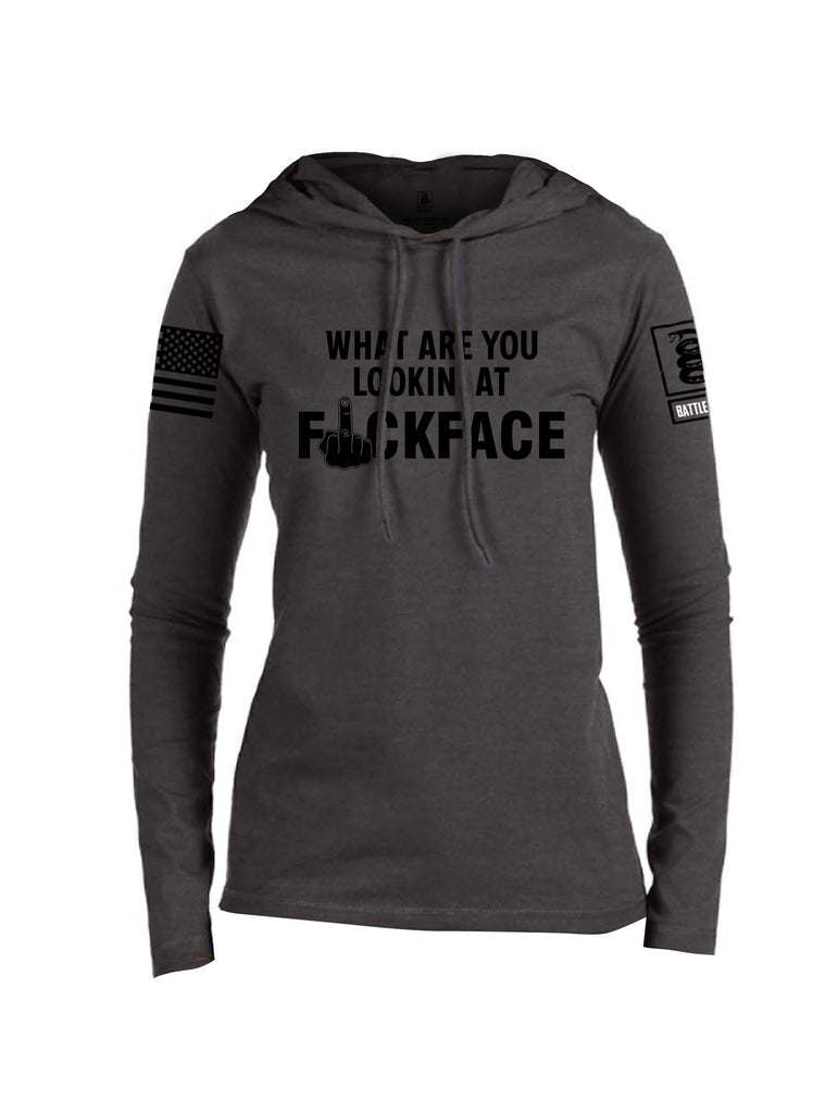 Battleraddle What Are You Lookin At Black Sleeves Women Cotton Thin Cotton Lightweight Hoodie