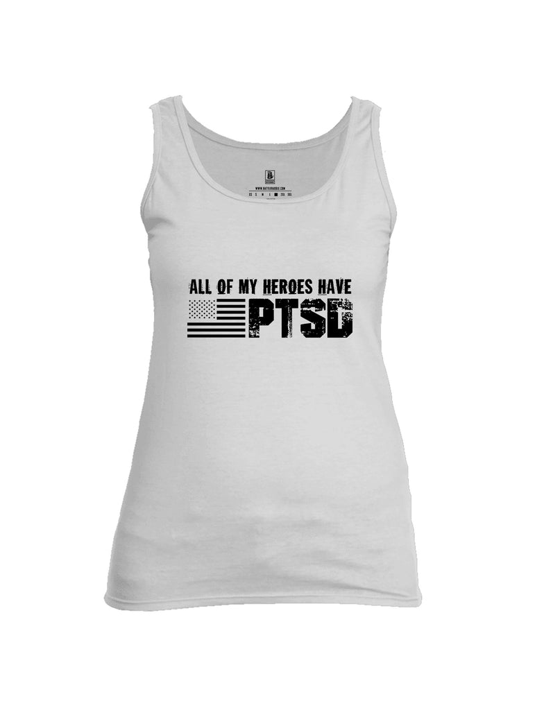 Battleraddle All Of My Heroes Have Ptsd Black Sleeves Women Cotton Cotton Tank Top