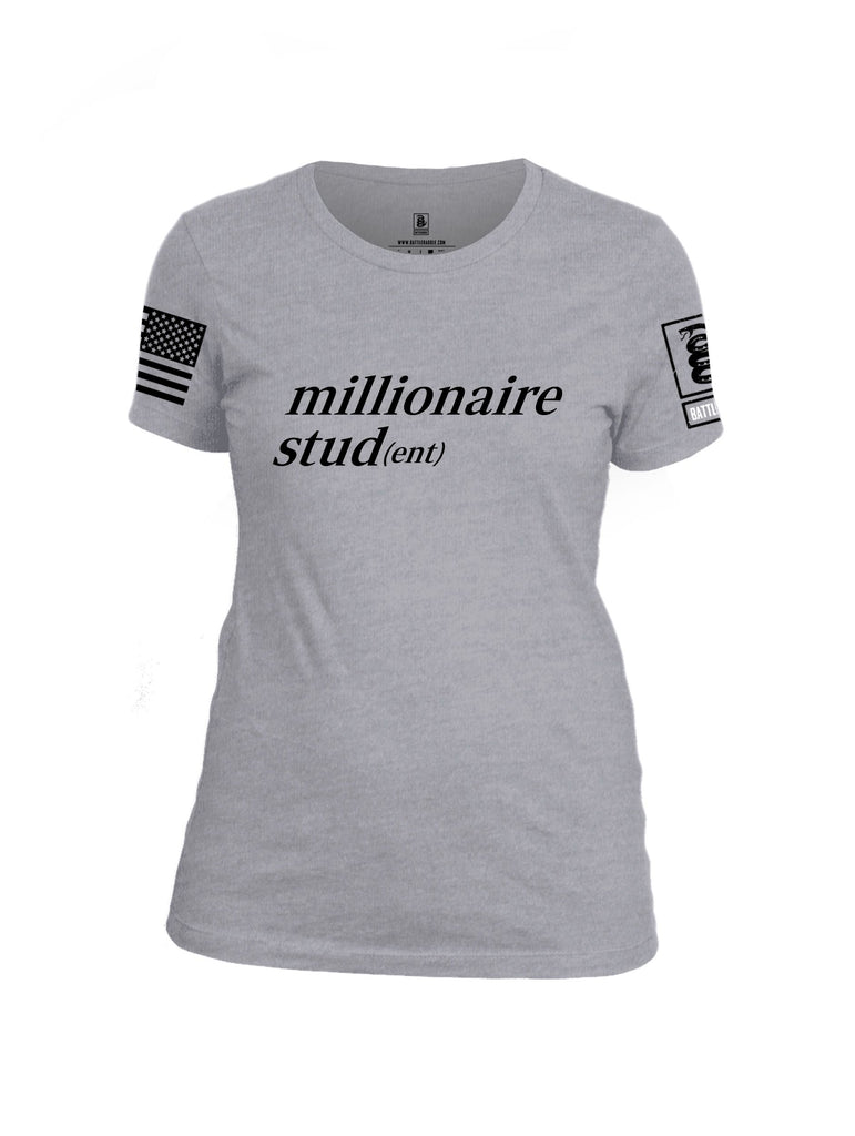 Battleraddle Millionaire Student Black Sleeves Women Cotton Crew Neck T-Shirt