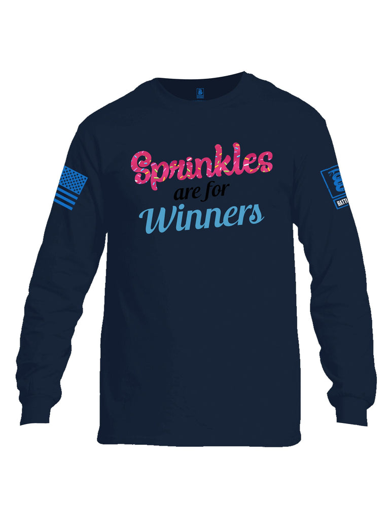 Battleraddle Sprinkles Are For Winners  Mid Blue Sleeves Men Cotton Crew Neck Long Sleeve T Shirt