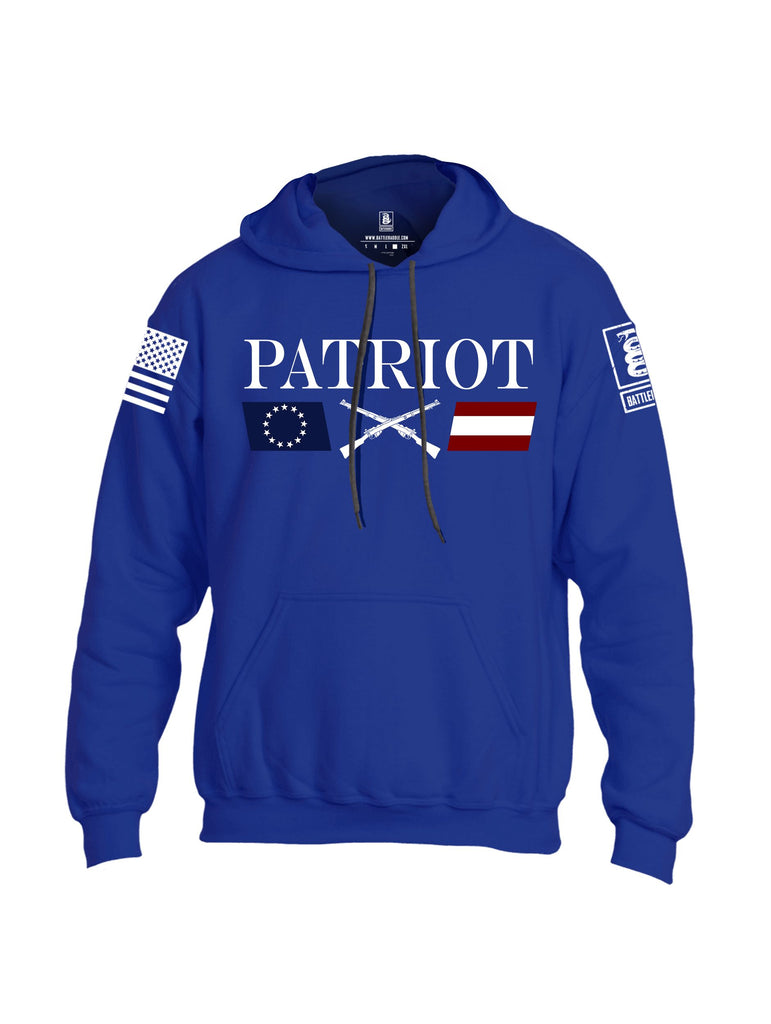 Battleraddle Patriot Rifle Flag White Sleeves Uni Cotton Blended Hoodie With Pockets