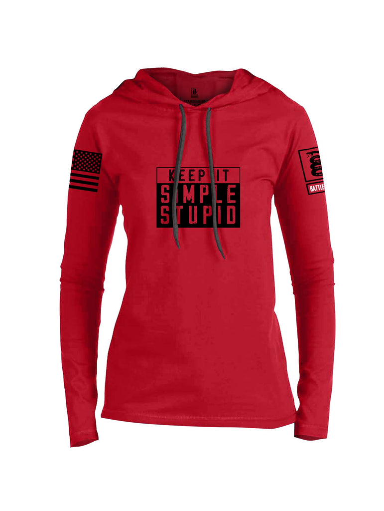 Battleraddle Keep It Simple Stupid   Black Sleeves Women Cotton Thin Cotton Lightweight Hoodie