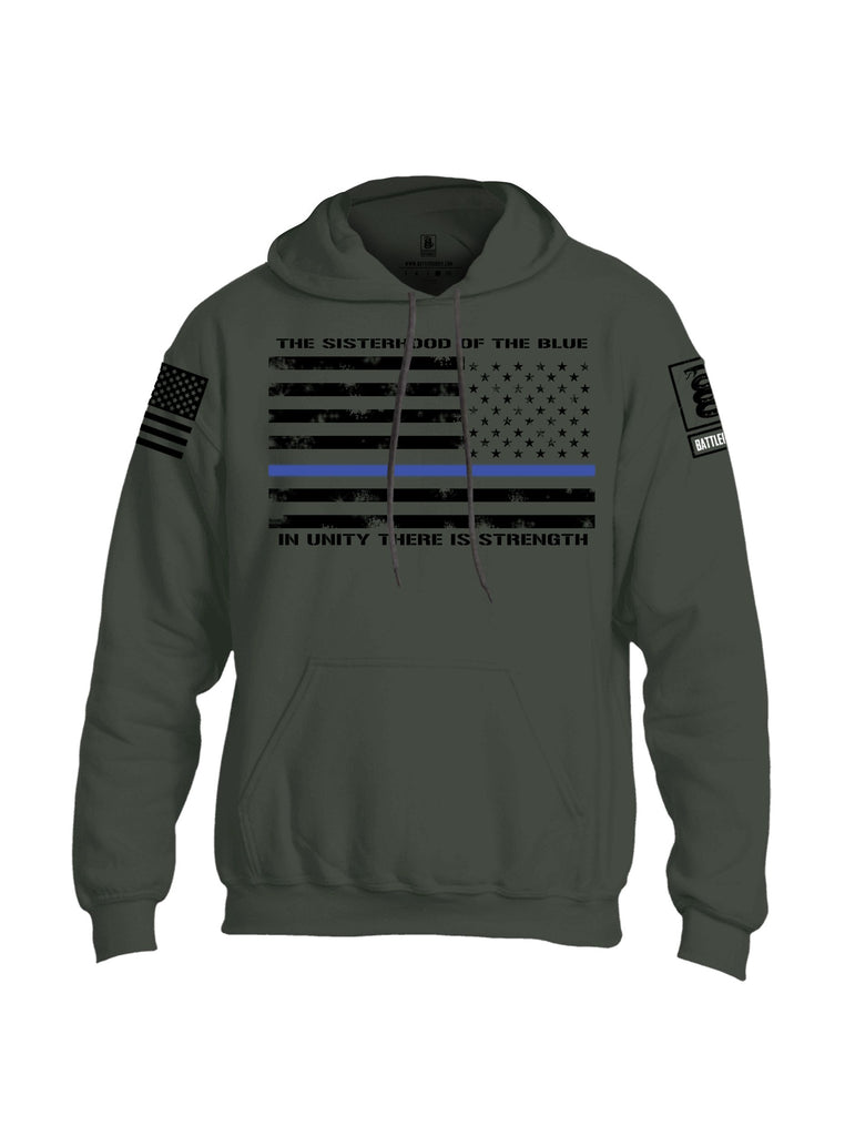 Battleraddle The Sisterhood Of The Blue  Black Sleeves Uni Cotton Blended Hoodie With Pockets