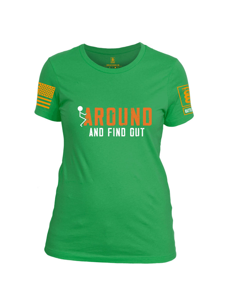 Battleraddle Around And Find Out Orange Sleeves Women Cotton Crew Neck T-Shirt