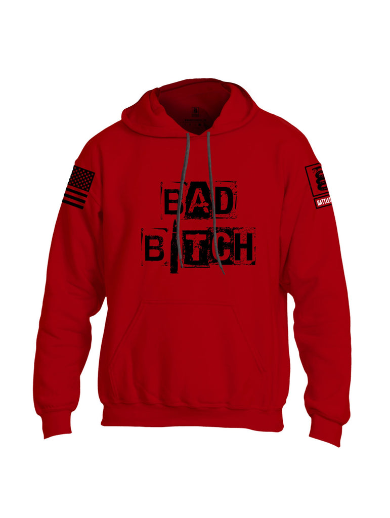Battleraddle Bad Bitch Black Sleeves Uni Cotton Blended Hoodie With Pockets
