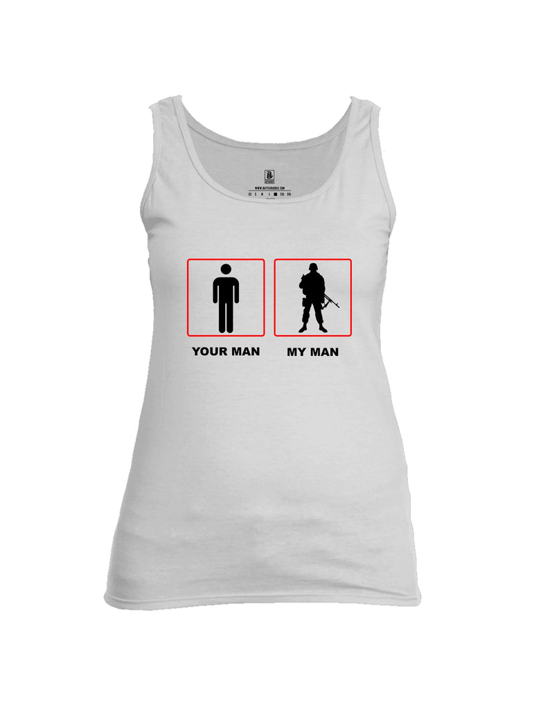 Battleraddle Your Man My Man Black Sleeves Women Cotton Cotton Tank Top