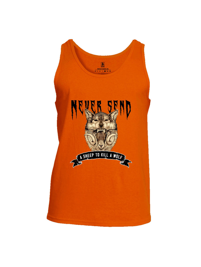 Battleraddle Never Send A Sheep To Kill A Wolf Black Sleeves Men Cotton Cotton Tank Top