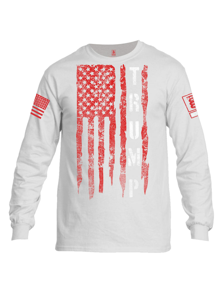 Battleraddle Trump Flag Red Sleeves Men Cotton Crew Neck Long Sleeve T Shirt