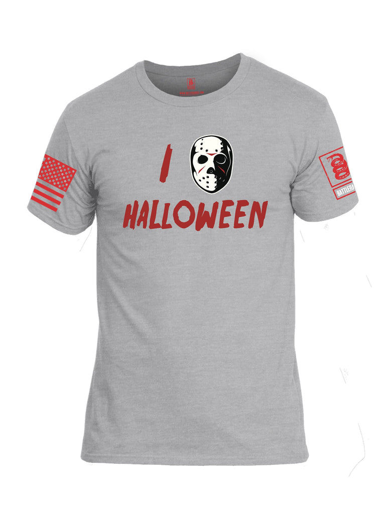 Battleraddle I Love Halloween  Red Sleeves Men Cotton Crew Neck T-Shirt