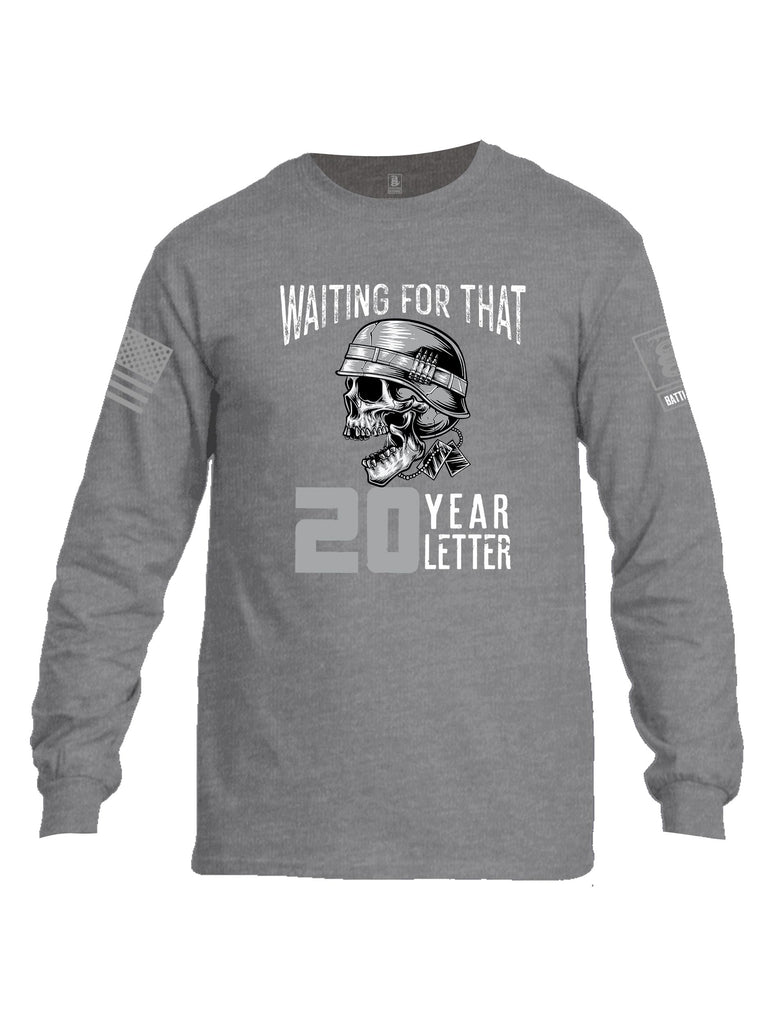 Battleraddle Waiting For That 20 Year Letter Grey Sleeves Men Cotton Crew Neck Long Sleeve T Shirt