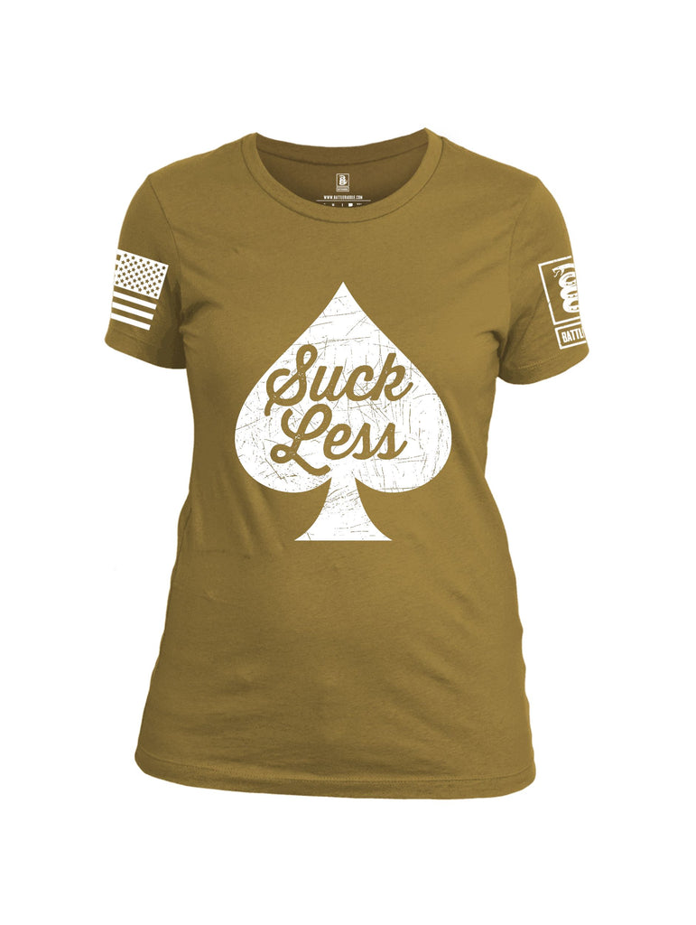 Battleraddle Suck Less White Sleeves Women Cotton Crew Neck T-Shirt