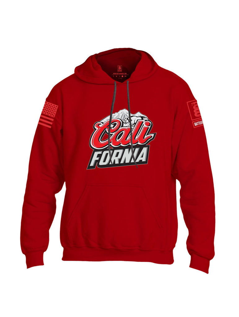 Battleraddle California Red Sleeves Uni Cotton Blended Hoodie With Pockets