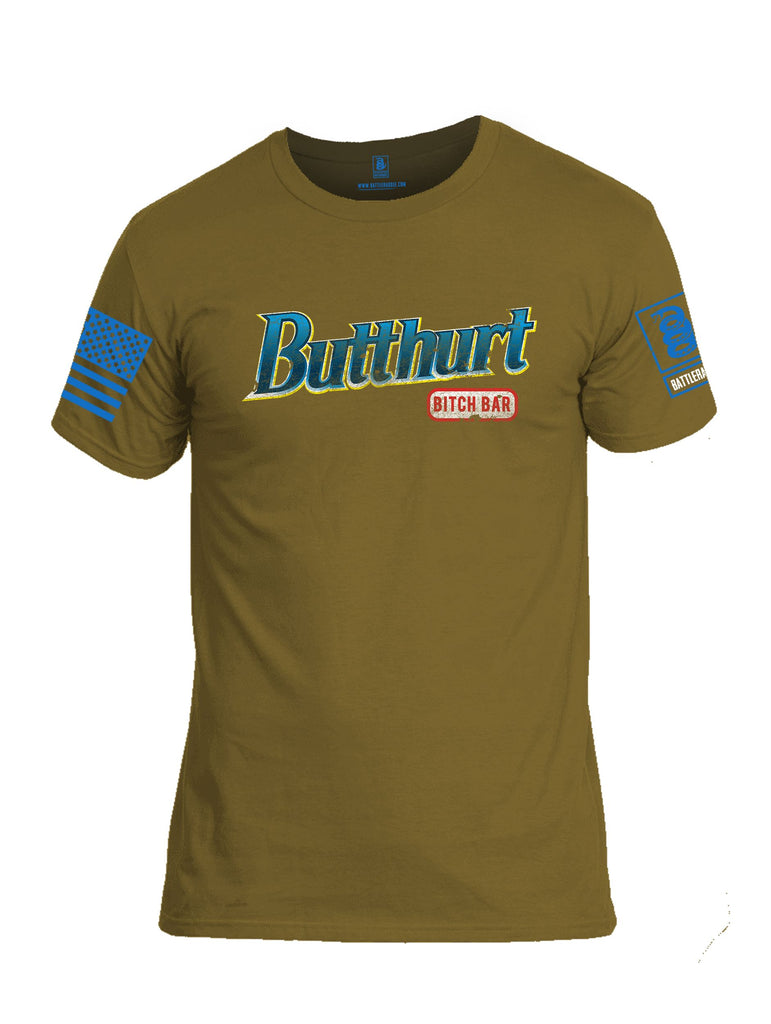 Battleraddle Butthurt Bitch Bar  Mid Blue Sleeves Men Cotton Crew Neck T-Shirt