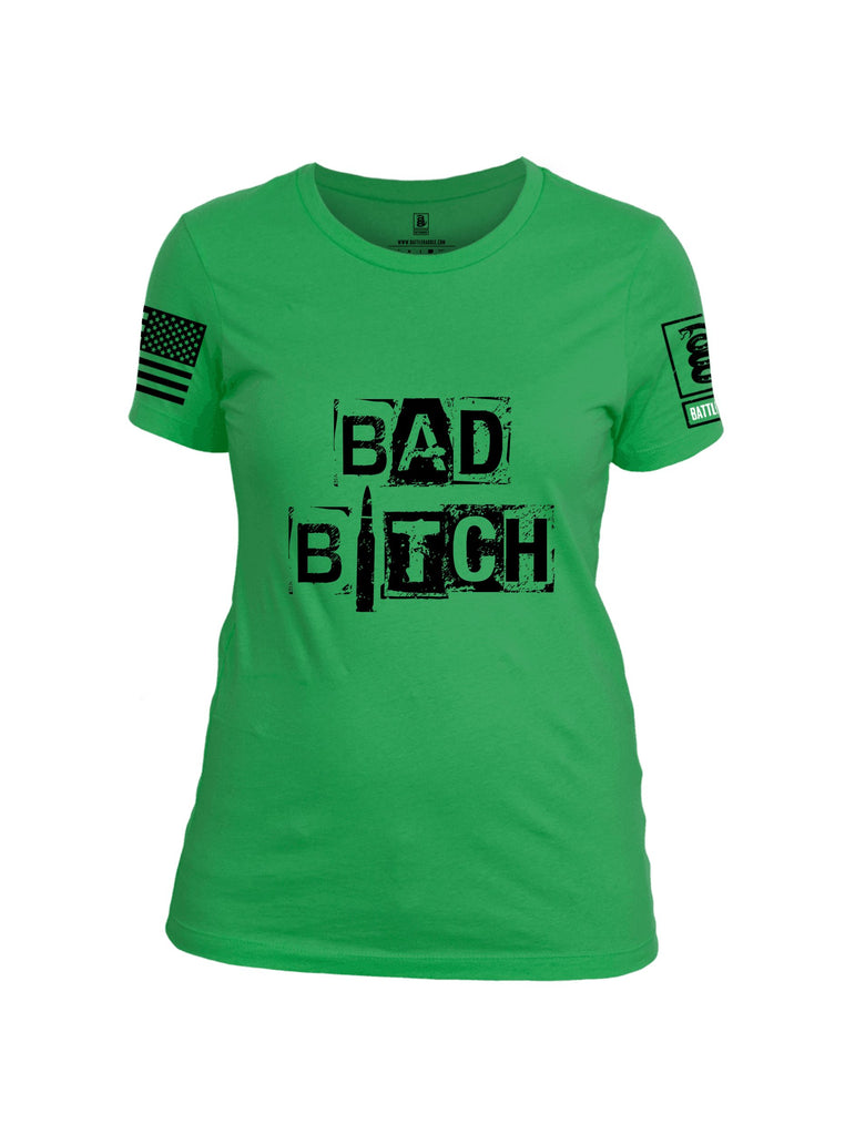 Battleraddle Bad Bitch Black Sleeves Women Cotton Crew Neck T-Shirt