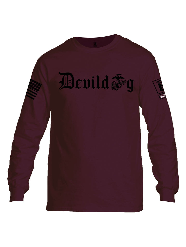 Battleraddle Devildog Marine Black Sleeves Men Cotton Crew Neck Long Sleeve T Shirt