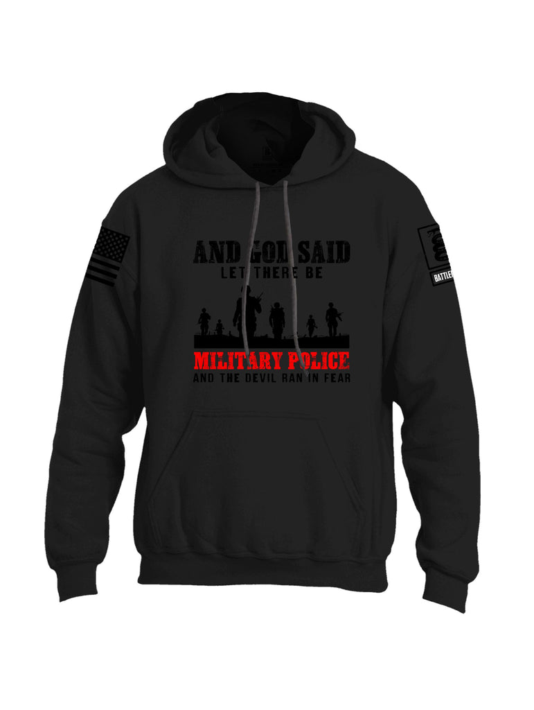 Battleraddle And God Said Let There Be Military Police  Black Sleeves Uni Cotton Blended Hoodie With Pockets