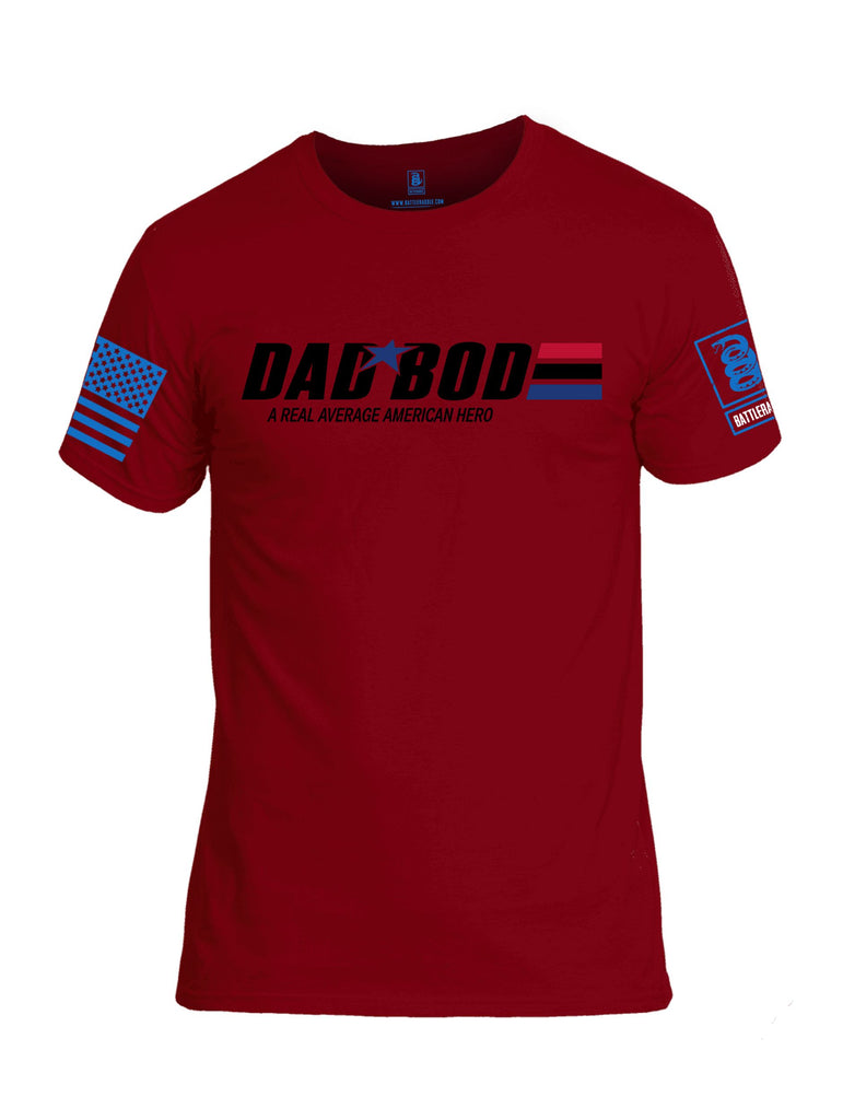 Battleraddle Dad Bod A Real Average American Hero  Mid Blue Sleeves Men Cotton Crew Neck T-Shirt
