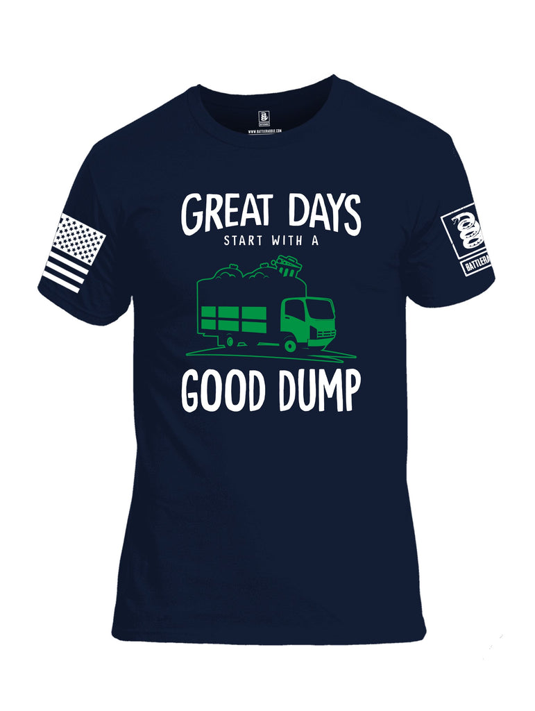 Battleraddle Great Days Start With A Good Dump White Sleeves Men Cotton Crew Neck T-Shirt