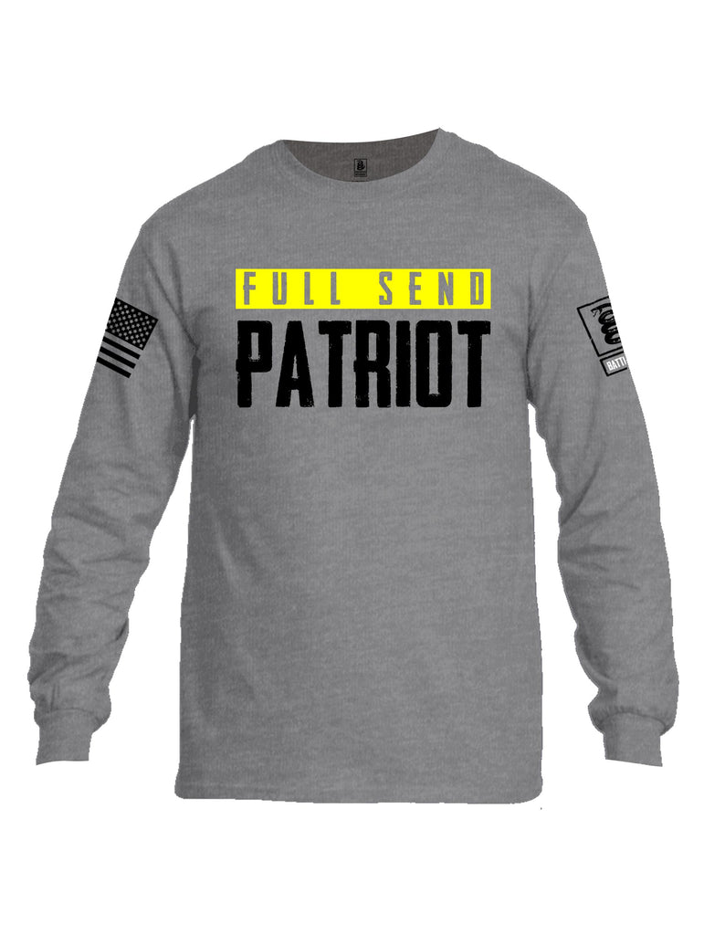 Battleraddle Full Send Patriot Black Sleeves Men Cotton Crew Neck Long Sleeve T Shirt