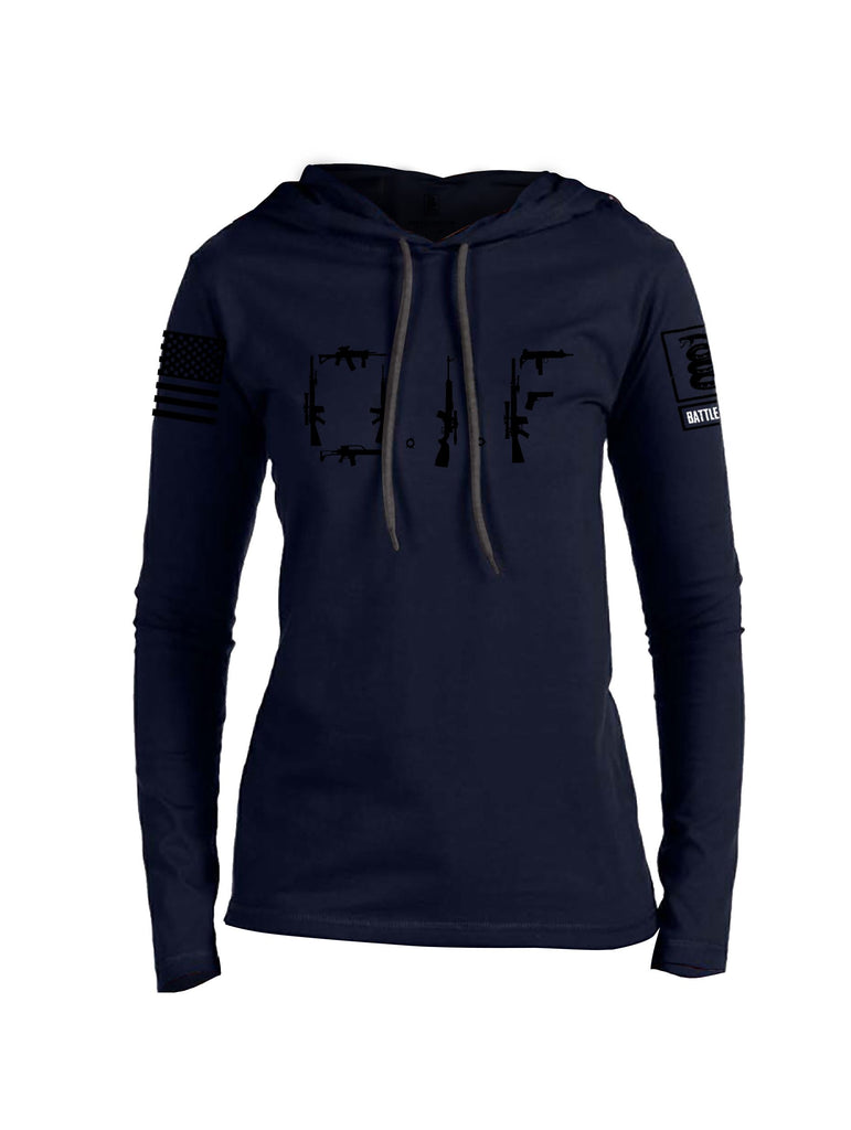 Battleraddle Oif Rifle Black Sleeves Women Cotton Thin Cotton Lightweight Hoodie