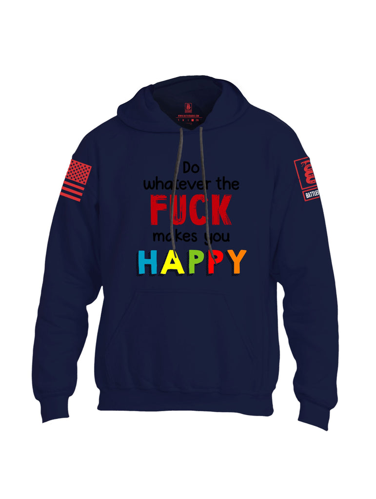 Battleraddle Do Whatever The Fuck Makes You Happy Red Sleeves Uni Cotton Blended Hoodie With Pockets