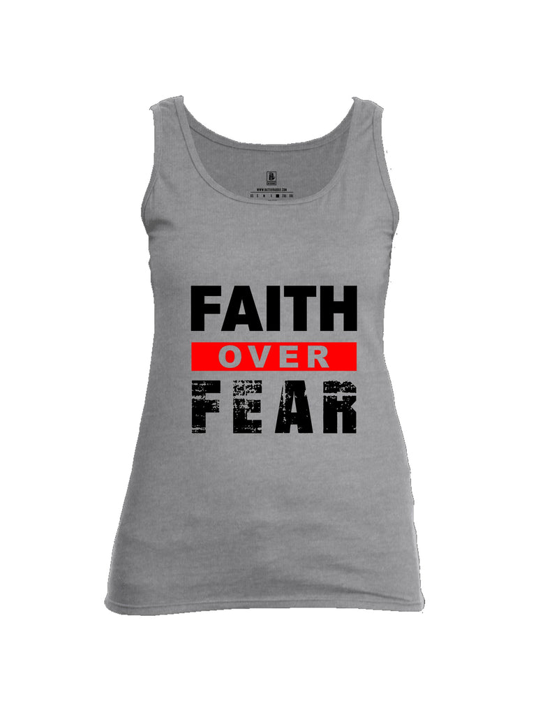 Battleraddle Faith Over Fear Black Sleeves Women Cotton Cotton Tank Top