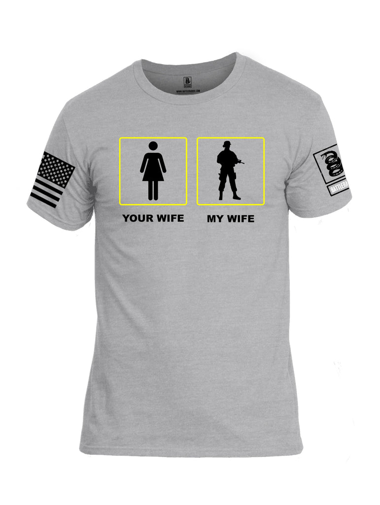 Battleraddle Your Wife My Wife Black Sleeves Men Cotton Crew Neck T-Shirt