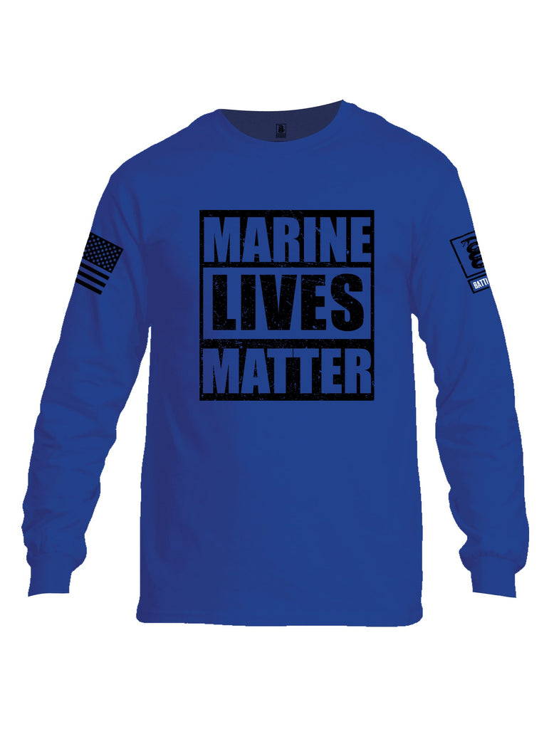 Battleraddle Marine Lives Matter Black Sleeves Men Cotton Crew Neck Long Sleeve T Shirt