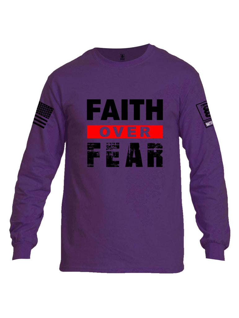 Battleraddle Faith Over Fear Black Sleeves Men Cotton Crew Neck Long Sleeve T Shirt