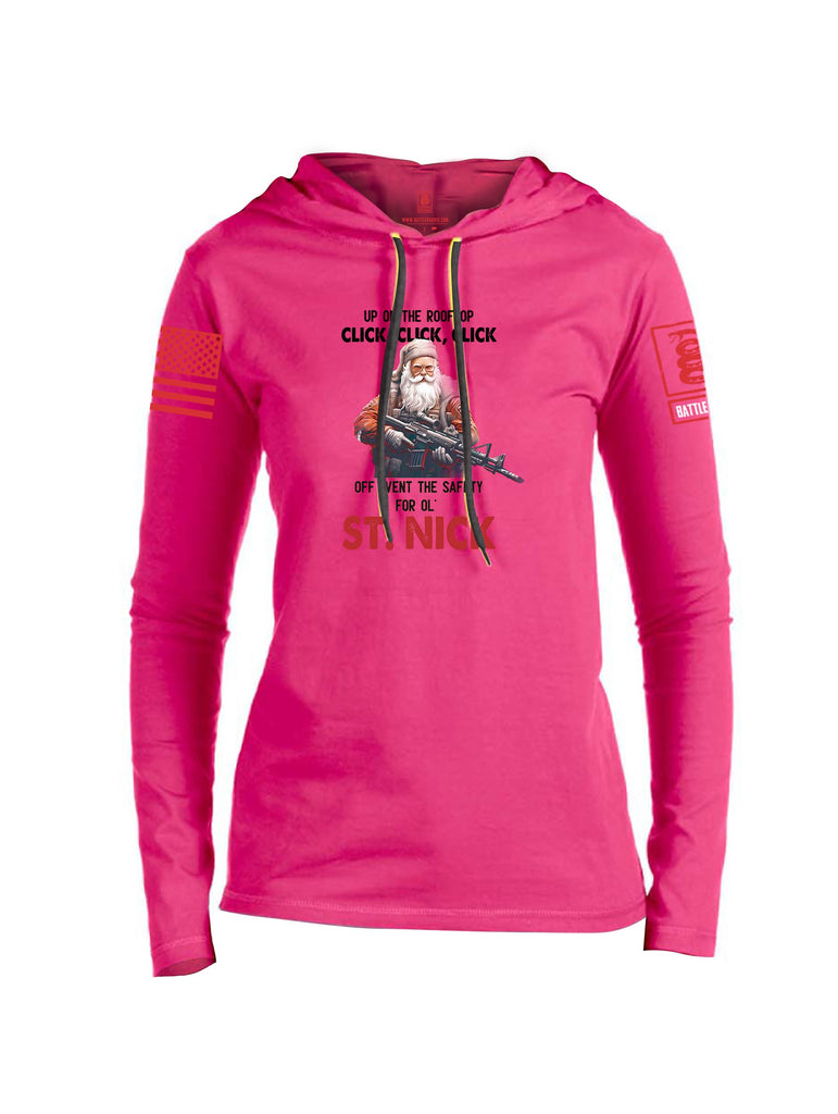 Battleraddle Up On The Rooftop Click Red Sleeves Women Cotton Thin Cotton Lightweight Hoodie