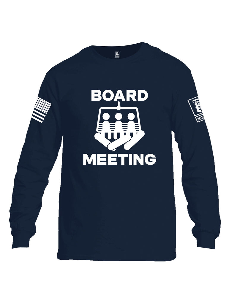 Battleraddle Board Meeting White Sleeves Men Cotton Crew Neck Long Sleeve T Shirt