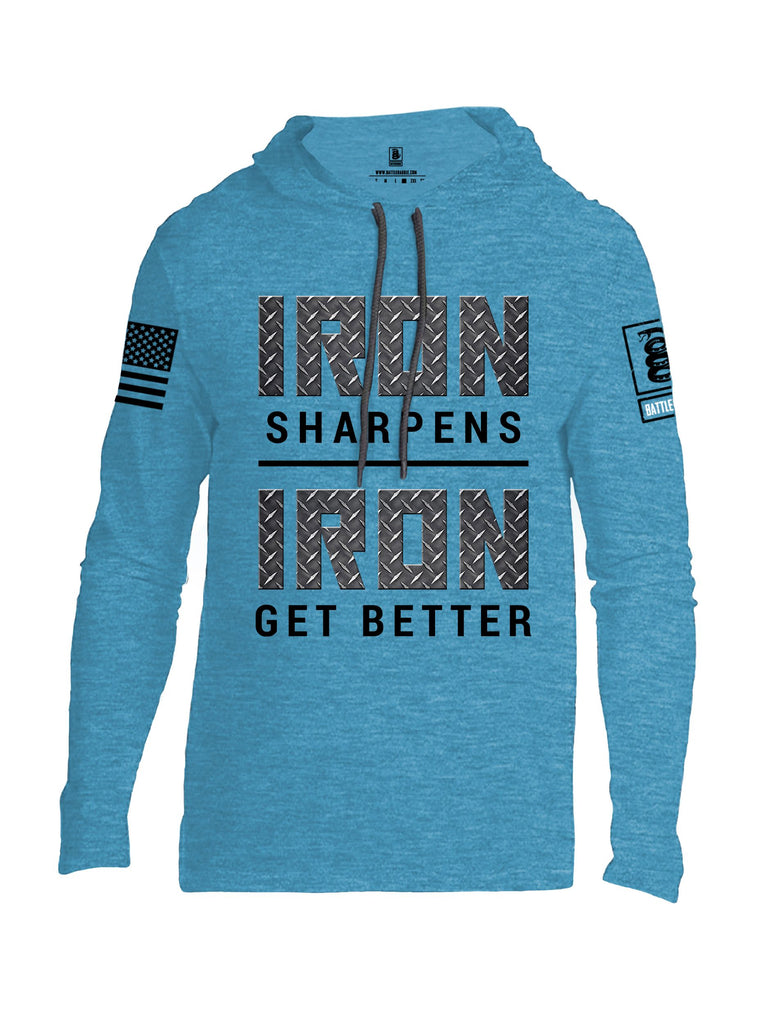 Battleraddle Iron Sharpens Iron Get Better Black Sleeves Men Cotton Thin Cotton Lightweight Hoodie