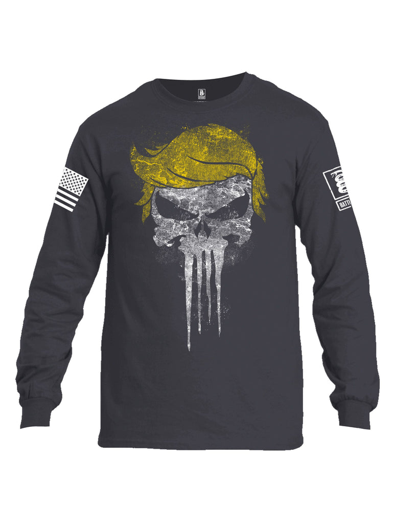 Battleraddle Trump Hair Punisher White Sleeves Men Cotton Crew Neck Long Sleeve T Shirt