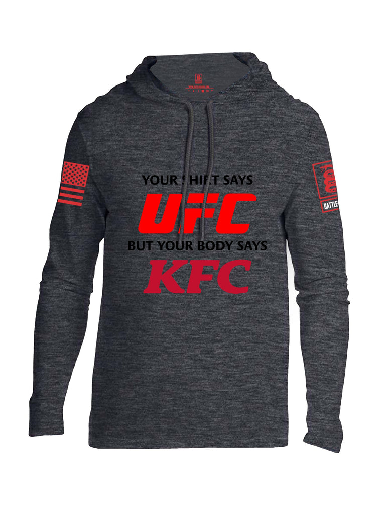 Battleraddle Your Shirt Says Ufc Red Sleeves Men Cotton Thin Cotton Lightweight Hoodie