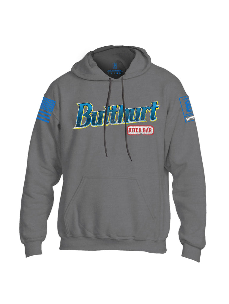 Battleraddle Butthurt Bitch Bar  Mid Blue Sleeves Uni Cotton Blended Hoodie With Pockets