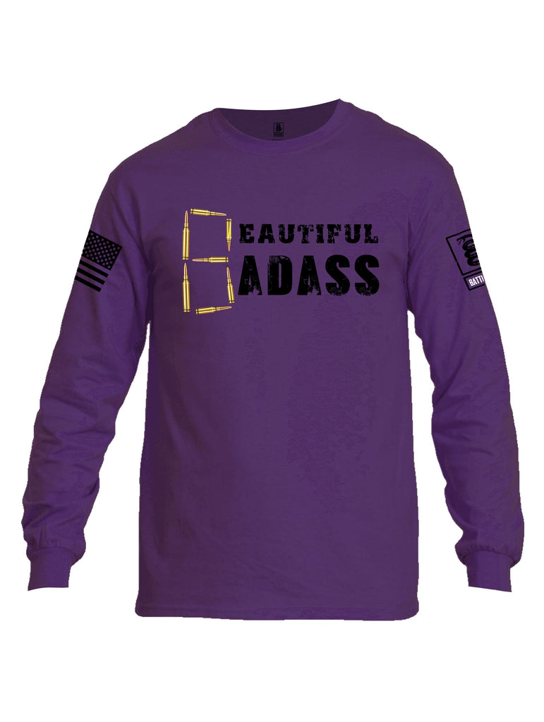 Battleraddle Beautiful Badass Black Sleeves Men Cotton Crew Neck Long Sleeve T Shirt