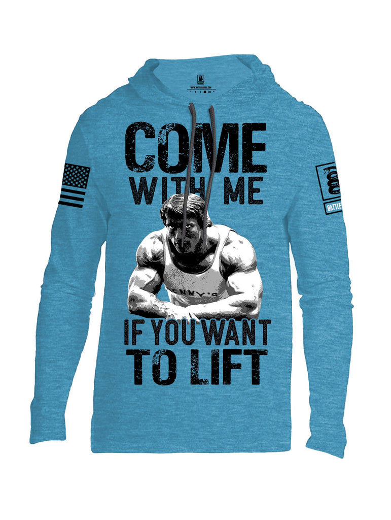 Battleraddle Come With Me If You Want To Lift  Black Sleeves Men Cotton Thin Cotton Lightweight Hoodie