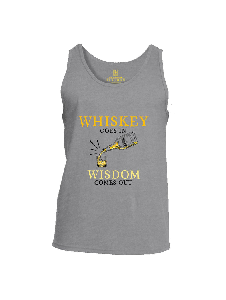 Battleraddle Whiskey Goes In Wisdom Comes Out Yellow Sleeves Men Cotton Cotton Tank Top