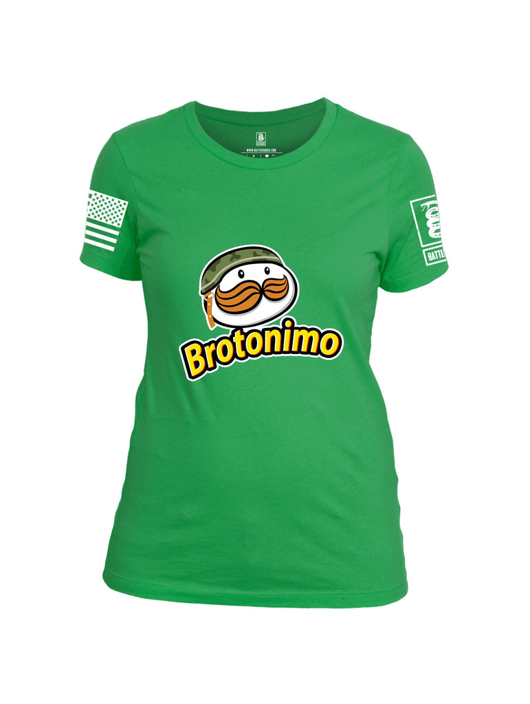 Battleraddle Brotonimo White Sleeves Women Cotton Crew Neck T-Shirt