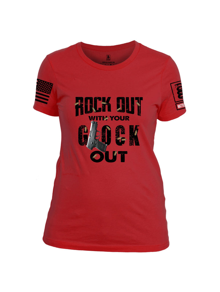 Battleraddle Rock Out With Your Glock Out Black Sleeves Women Cotton Crew Neck T-Shirt