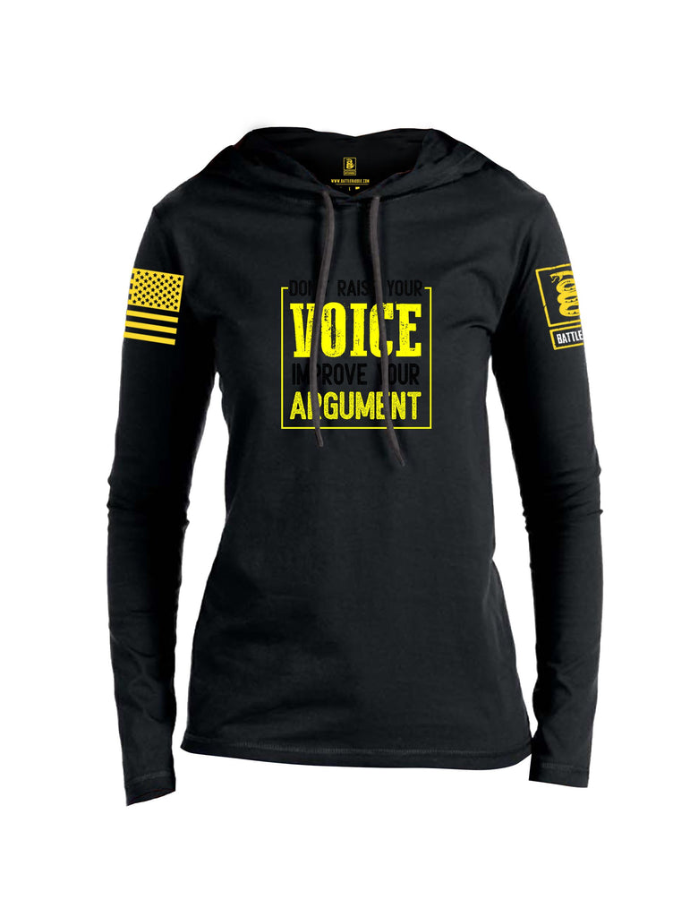 Battleraddle Don'T Raise Your Voice Yellow Sleeves Women Cotton Thin Cotton Lightweight Hoodie