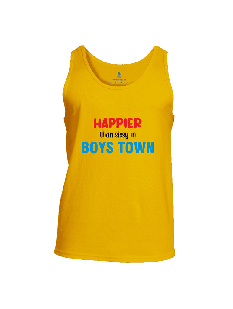 Battleraddle Happier Than Sissy In Boys Town Mid Blue Sleeves Men Cotton Cotton Tank Top