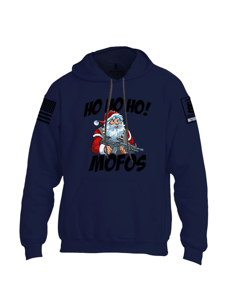 Battleraddle Hohoho Mofos  Black Sleeves Uni Cotton Blended Hoodie With Pockets