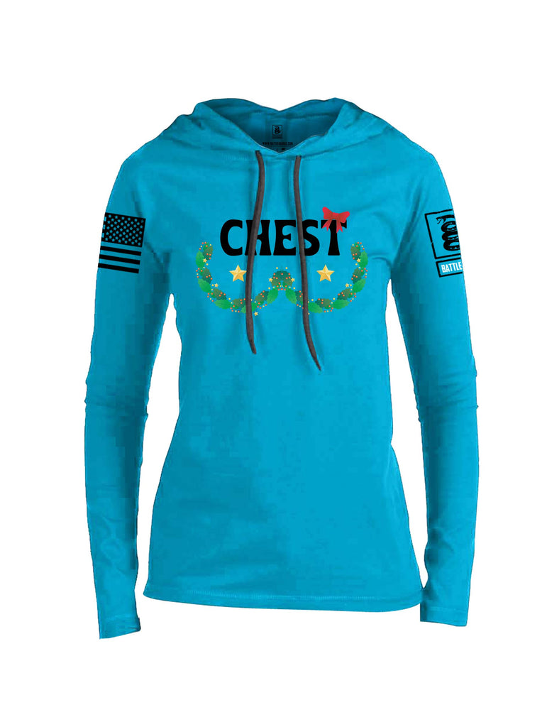 Battleraddle Chest Christmas Black Sleeves Women Cotton Thin Cotton Lightweight Hoodie