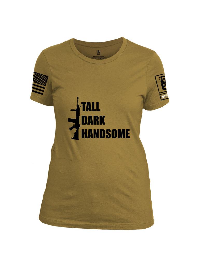 Battleraddle Tall Dark Handsome Black Sleeves Women Cotton Crew Neck T-Shirt