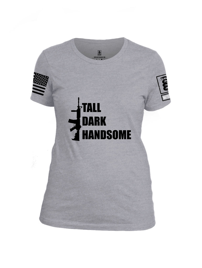 Battleraddle Tall Dark Handsome Black Sleeves Women Cotton Crew Neck T-Shirt